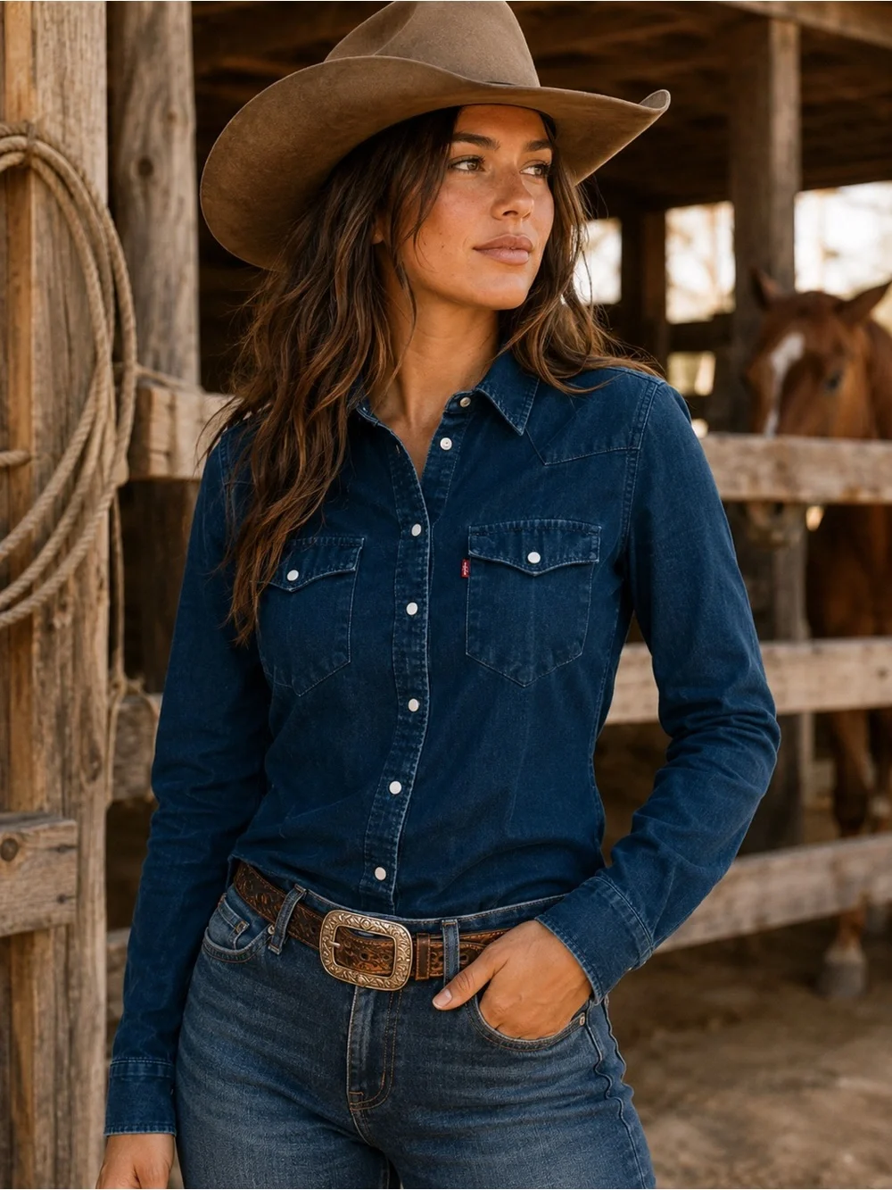 Levi's Dark Indigo Western Denim Shirt with Snap Pockets - Picture 2 of 4